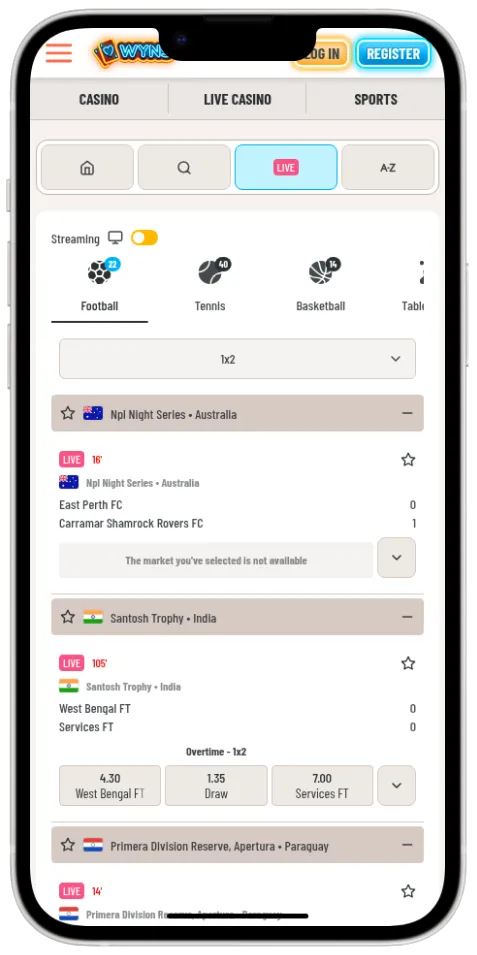 Wyns Casino sports betting experience